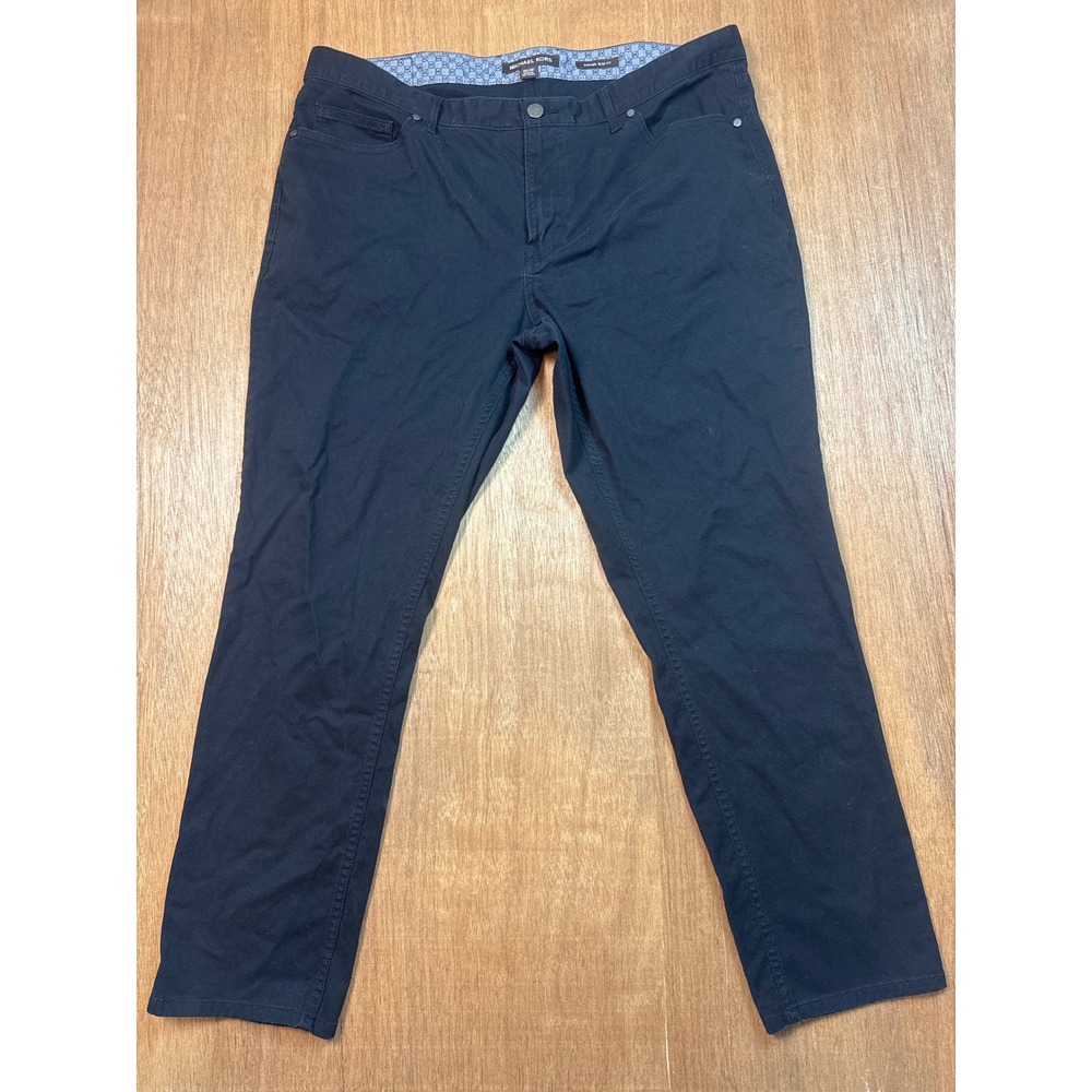 Michael Kors Parker Slim Fit Black Pants Mens 36/30 Cotton Blend Five Pocket